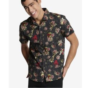 Star Wars Boba Fett Floral Hawaiian Short Sleeve Button Up Shirt Mens Small
